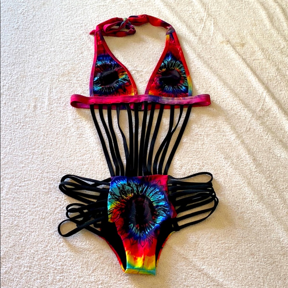 New Sexy Rainbow Sunflower Swim Suit